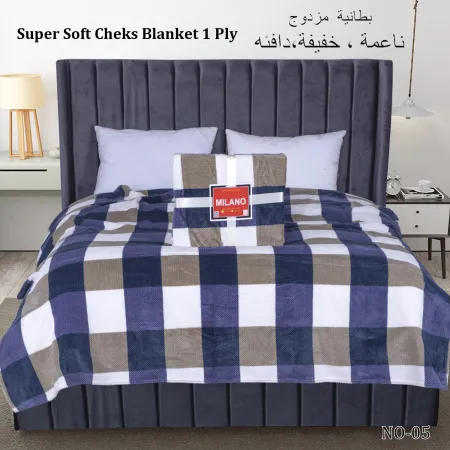 Milanobedlinen Blanket Velvet Single Ply - Soft Check